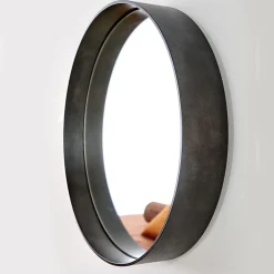 Dorian Gray Round Lava-Black Iron Mirror