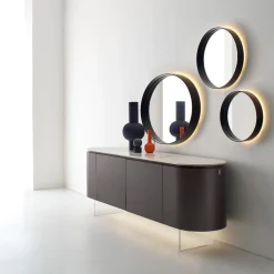 Dorian Gray Round Lava-Black Iron Mirror