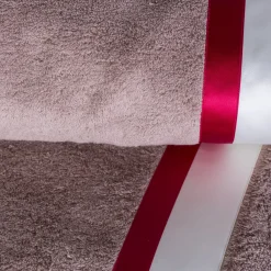 Dove-Grey and Red Beach Towel