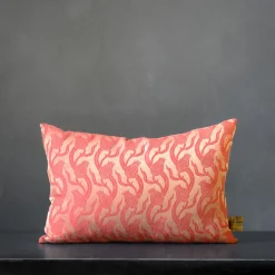 Dresda Rectangular Floral Coral Linen & Silk Cushion