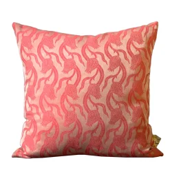 Dresda Square Floral Coral Linen & Silk Cushion