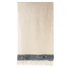 Druig Fringed Beige & Blue Blanket