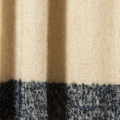 Druig Fringed Beige & Blue Blanket