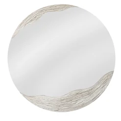 Dune Round Mirror Decorated With Beige Textured Resin