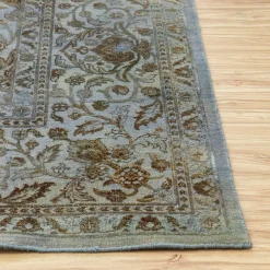 Dusky Grooves Dusty Blue & Dusty Blue Hand Knotted Rug