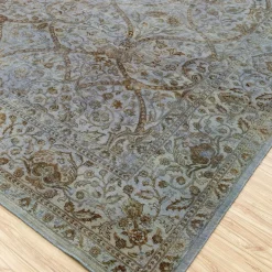 Dusky Grooves Dusty Blue & Dusty Blue Hand Knotted Rug
