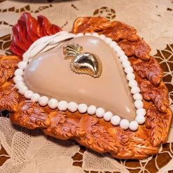 Dusty Baby Heart Rose and Bronze Ceramic Heart