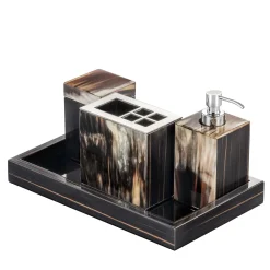 Ebony Bathroom Accessory Set & Tray