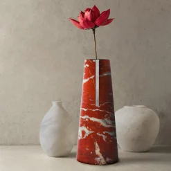 Elara Rosso Francia & White Carrara Vase