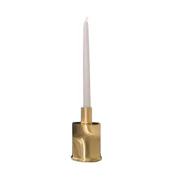 Elegant short Brushed Brass Candlestick Holder