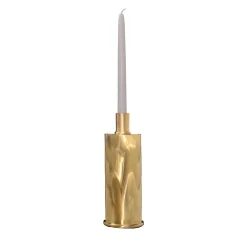 Elegant Tall Brushed Brass Candlestick Holder