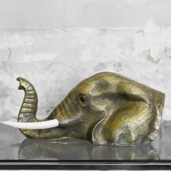 Elephant Head Brass Sculpture