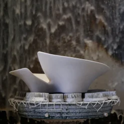 Elica White Ceramic Vase and Centerpiece