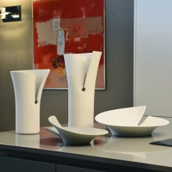 Elica White Ceramic Vase and Centerpiece
