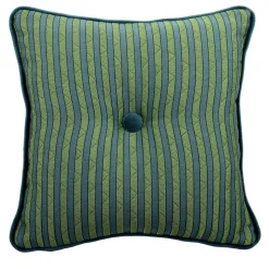 Emerald Carré Cushion in striped jacquard fabric and silk velvet