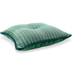 Emerald Carré Cushion in striped jacquard fabric