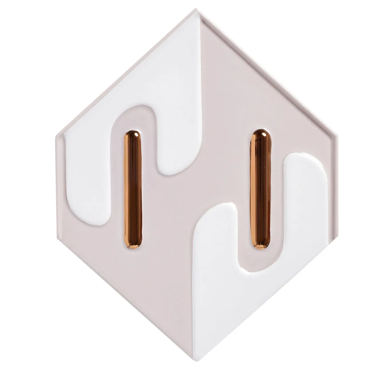 Enigma Glossy Satin Grey Ceramic With Copper Details Tile By Elena Salmistraro
