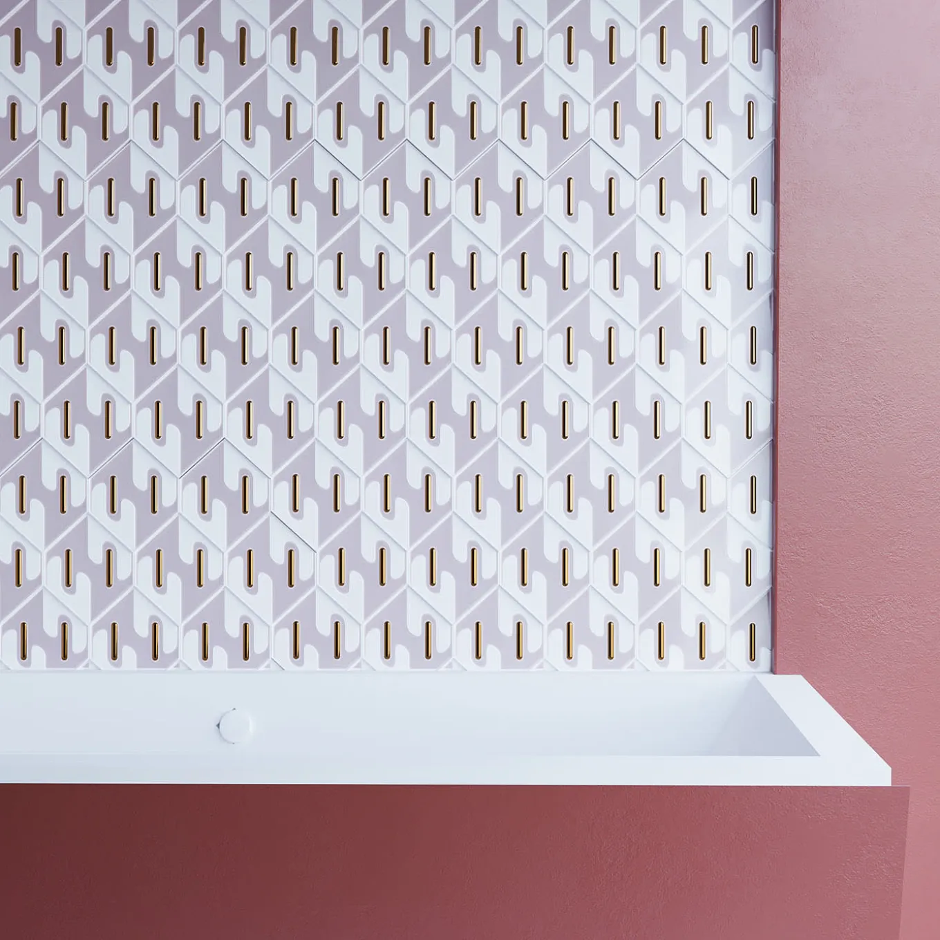 Enigma Glossy Satin Grey Ceramic With Copper Details Tile By Elena Salmistraro