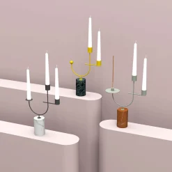 Equilibrista White Carrara Candle Holder