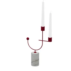 Equilibrista White Carrara and Red Candle Holder