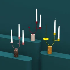 Equilibrista White Carrara and Red Candle Holder