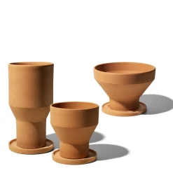 Erba Set of Terracotta Vase and Plant Saucer