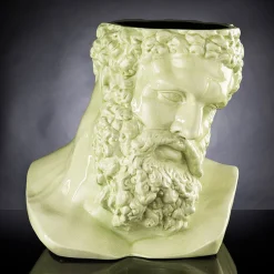 Ercole Bust-Shaped Craquele Green Decorative Cachepot