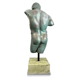 Ercole Farnese Frammento Green Patina Bronze Sculpture
