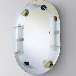 Essenza Oval Satin Glass Sculptural Mirror