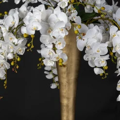 Eternity Madame Butterfly Faux Floral Composition with Gold Vase