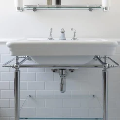 Etoile White Porcelain And Chrome Finish Console