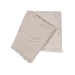 Farnese Light Powder 100% Cashmere Single Plaid with short fringes