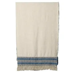 Feaci Embroidered Blue & White Blanket