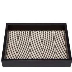 Febe Waxed Cotton Rectangulr Black Valet Tray