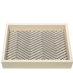 Febe Waxed Cotton Rectangular White Valet Tray