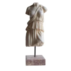 Female Torso with Tunic Carrara Marble Sculpture with base