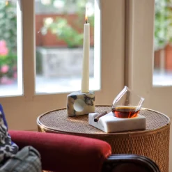 FIAMMA satin Paonazzo marble Triangular candle holder