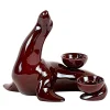 Fiamme Bestiali Burgundy Seal Ceramic Candleholder