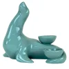 Fiamme Bestiali Gray/Azure Seal Ceramic Candleholder