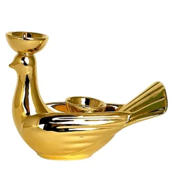 Fiamme Bestiali Large Golden Dove Ceramic Candleholder