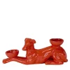 Fiamme Bestiali Lobster-Red Greyhound Ceramic Candleholder