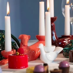 Fiamme Bestiali Lobster-Red Greyhound Ceramic Candleholder