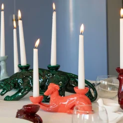 Fiamme Bestiali Lobster-Red Greyhound Ceramic Candleholder