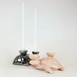 Fiamme Bestiali Pink Turtle Ceramic Candleholder