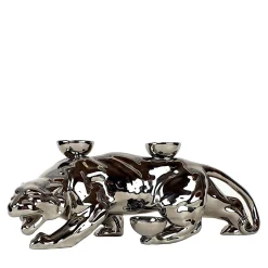 Fiamme Bestiali Platinum Panther Ceramic Candleholder