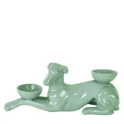 Fiamme Bestiali Sage-Green Greyhound Ceramic Candleholder