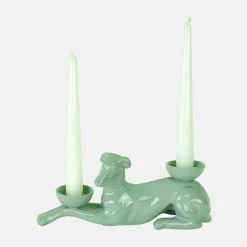 Fiamme Bestiali Sage-Green Greyhound Ceramic Candleholder