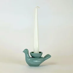Fiamme Bestiali Small Slate-Blue Dove Ceramic Candleholder