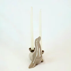 Fiamme Bestiali Taupe Seal Ceramic Candleholder