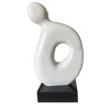 Figura Aperta Al Vuoto White Marble Sculpture on Granite Base by Piero Speranza